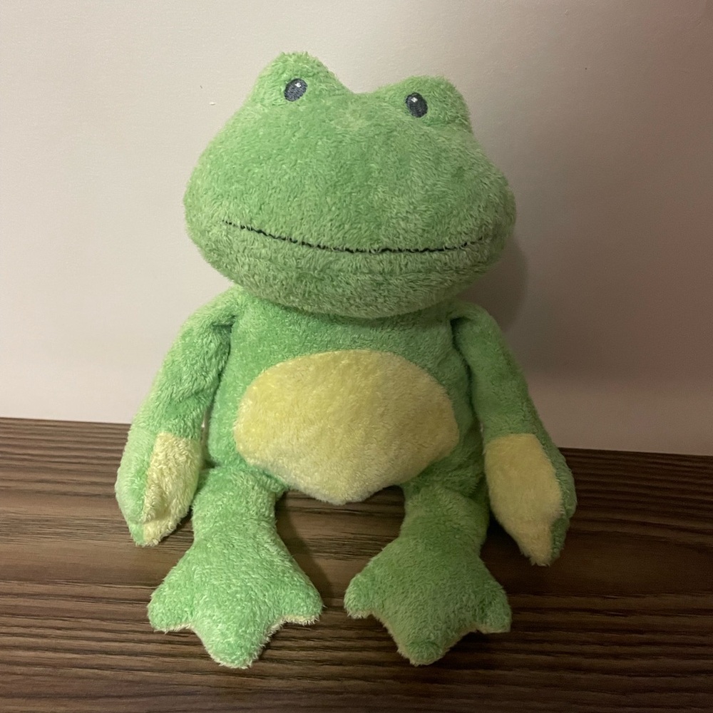 Ty Pluffies Ponds Frog Plush Green Yellow Soft Tylux 2007 Stuffed Animal Lovey